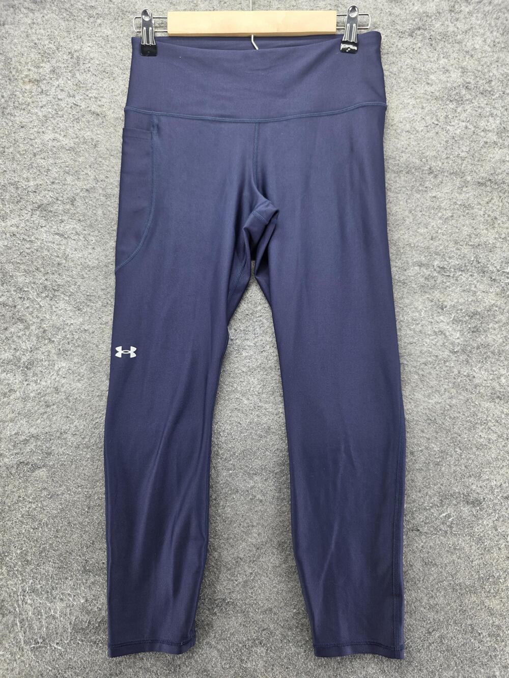 Under Armour Leggings Womens M Blue Ankle Compression Pockets Elastic Waist